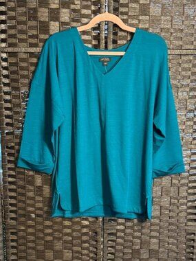 J. Jill V-Neck Relaxed Wearever Collection Tunic Size Large Teal